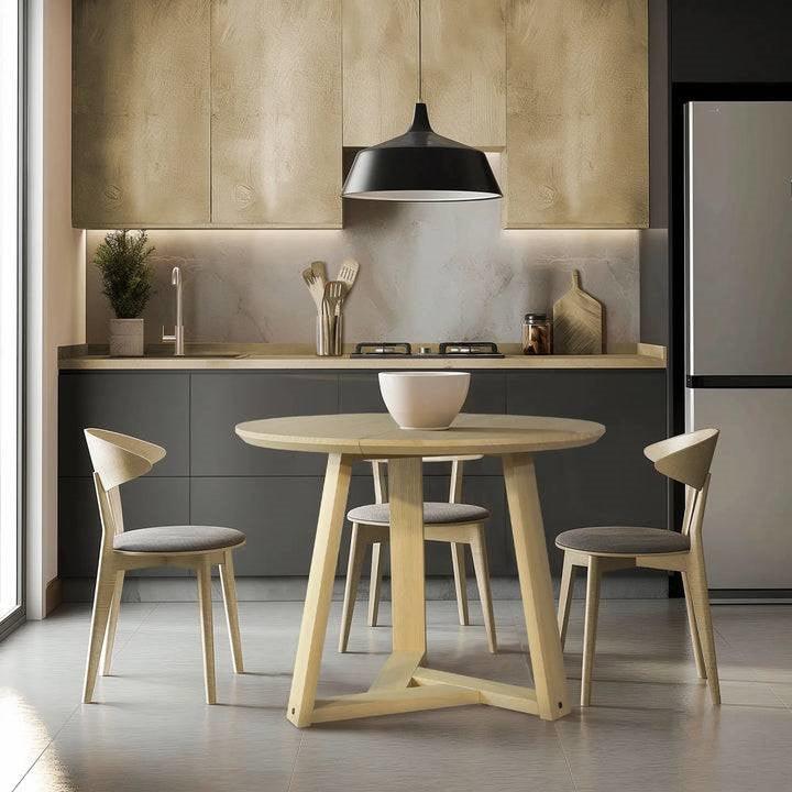 36 Inch Round Scandinavian Solid Wood Dining Table in Blonde - PRHOMZ