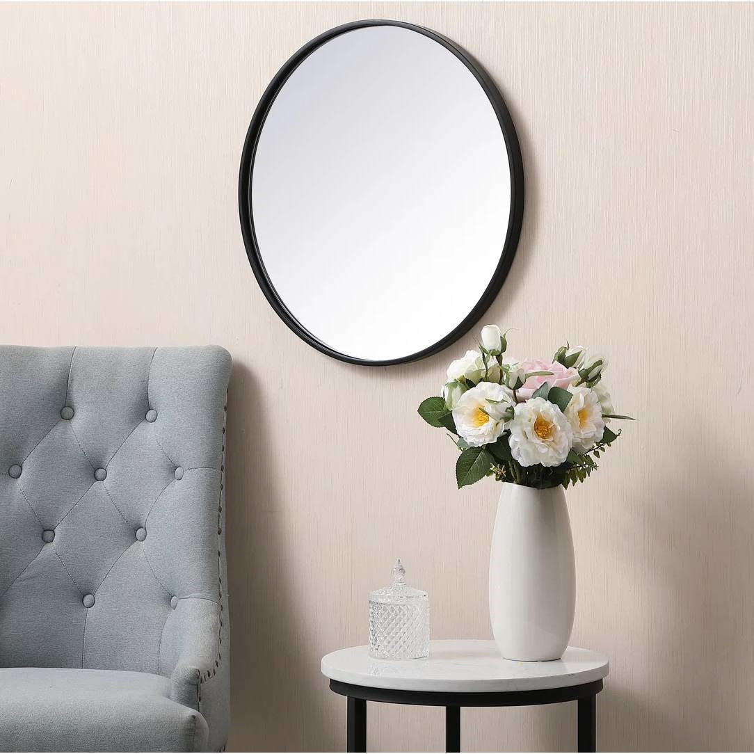 Round 18-inch Wall Mirror in Black - Living Room Bedroom Accent Bathroom Mirror-1