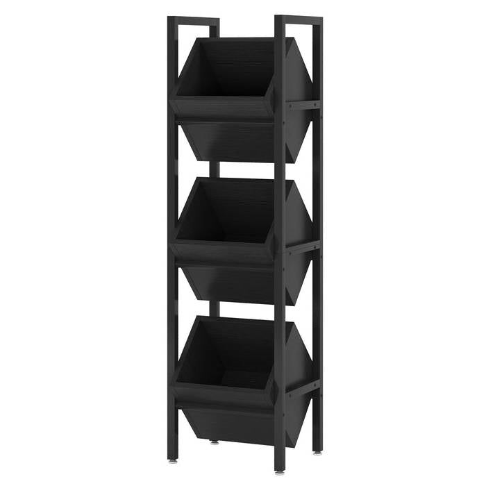Black Industrial Farmhouse 3 Bin 36 Bottle Wine Rack Storage Display Shelf-0