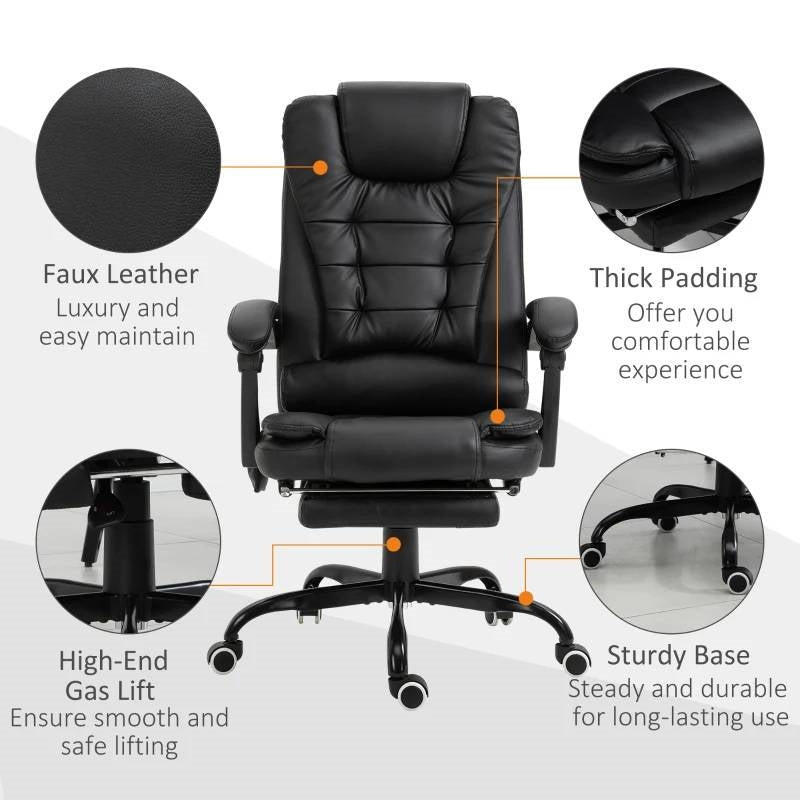 Black 7 Mode Vibrating High Back Executive Massage Adjustable Office Chair-3