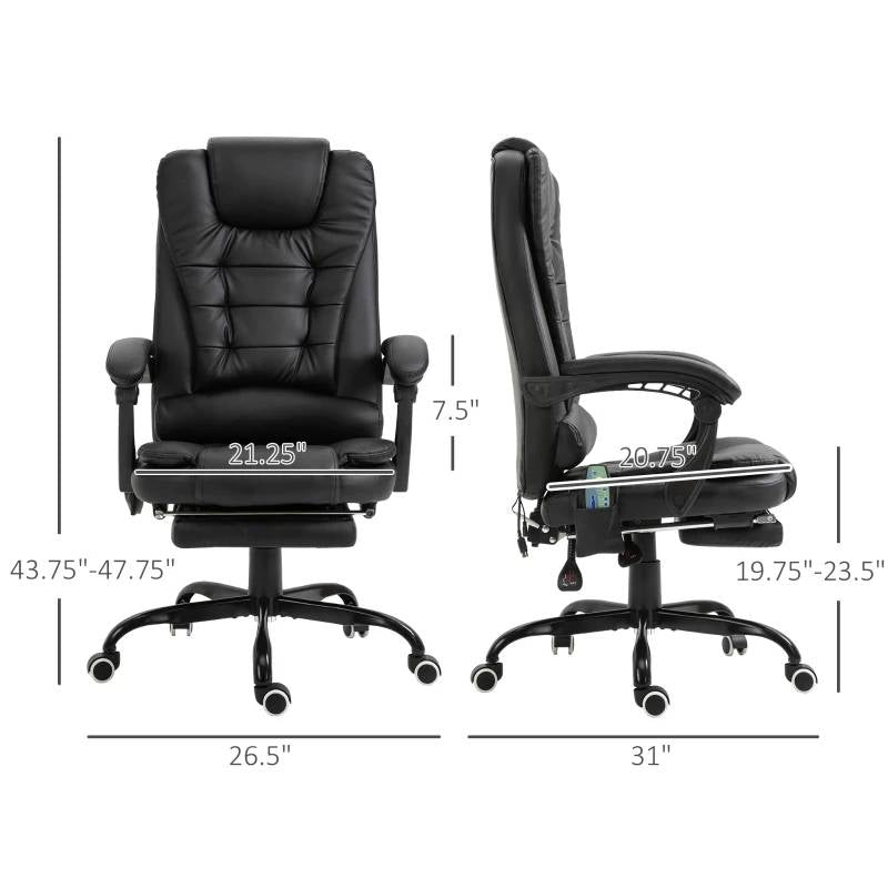 Black 7 Mode Vibrating High Back Executive Massage Adjustable Office Chair-4