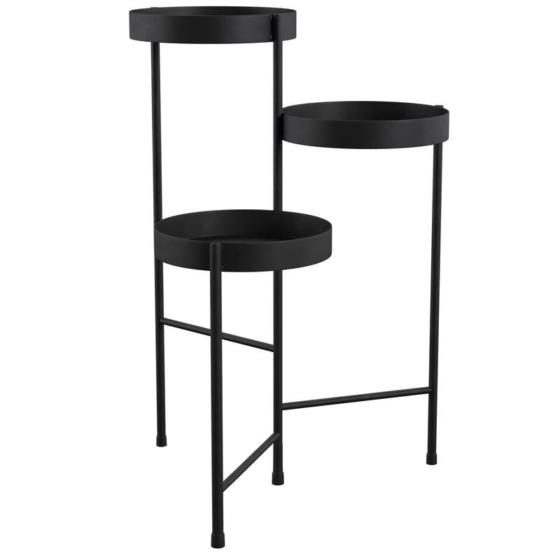 Modern Black Metal 3-Tier Flower Pot Plant Stand-2