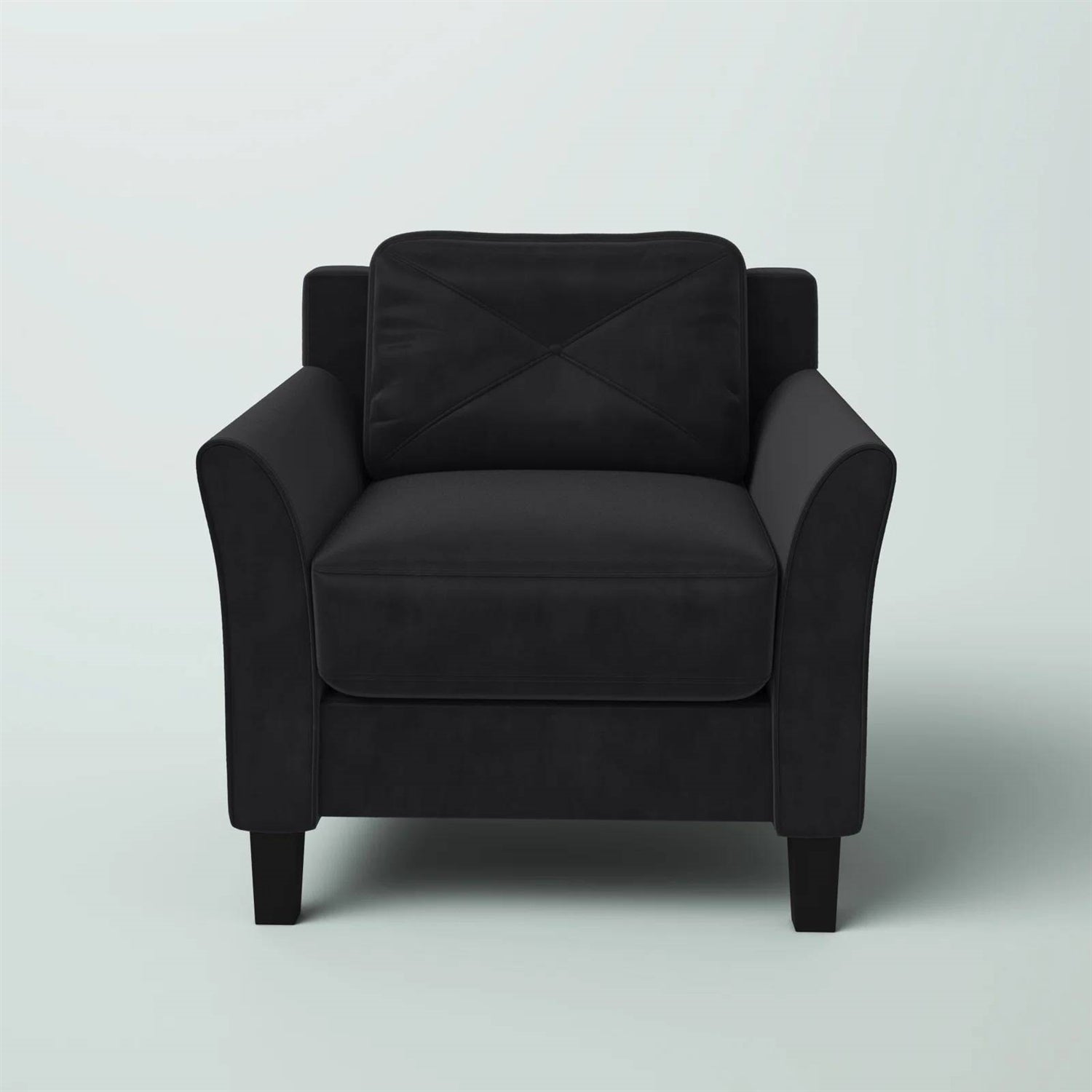 Black Microfiber Upholstered Armchair Flared Arm Chair with Tufted Back Cushion-3