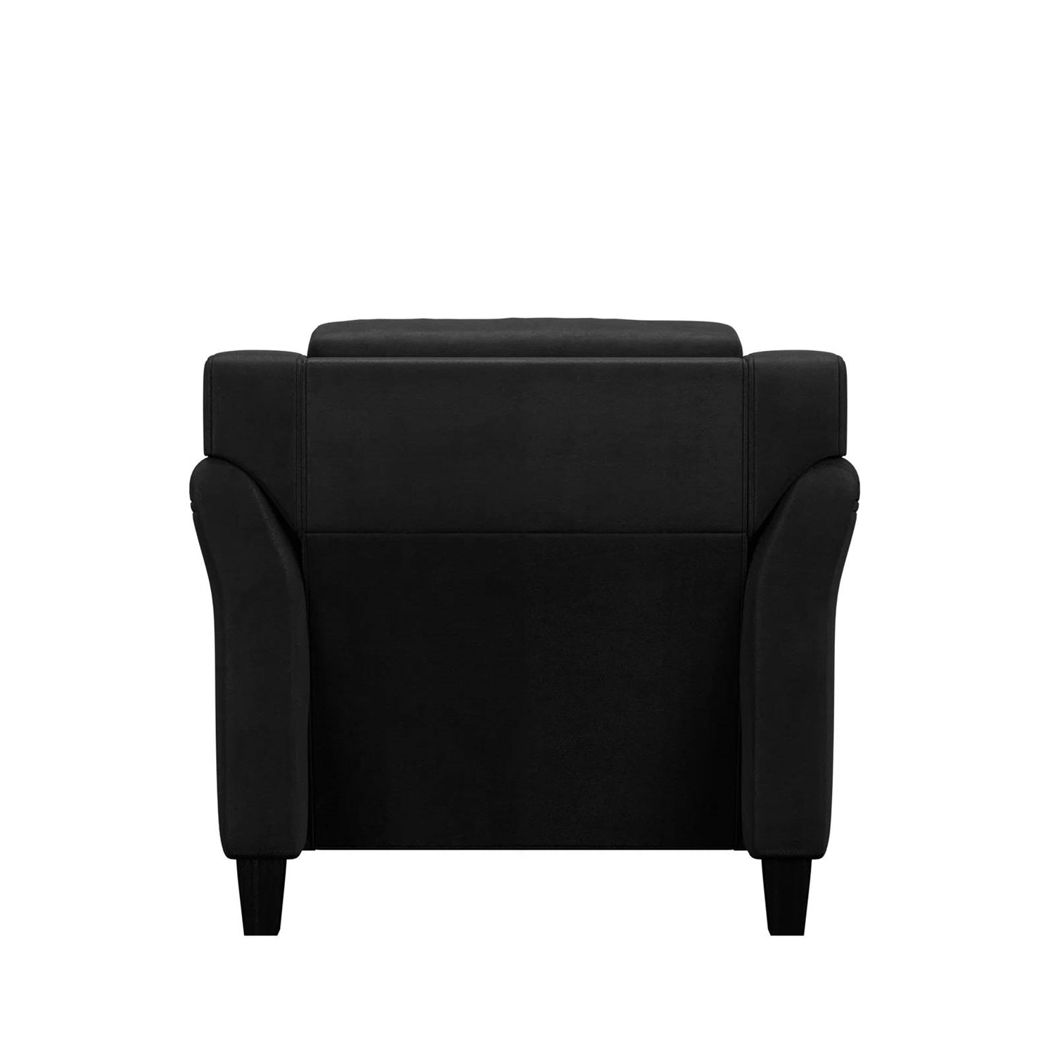 Black Microfiber Upholstered Armchair Flared Arm Chair with Tufted Back Cushion-4