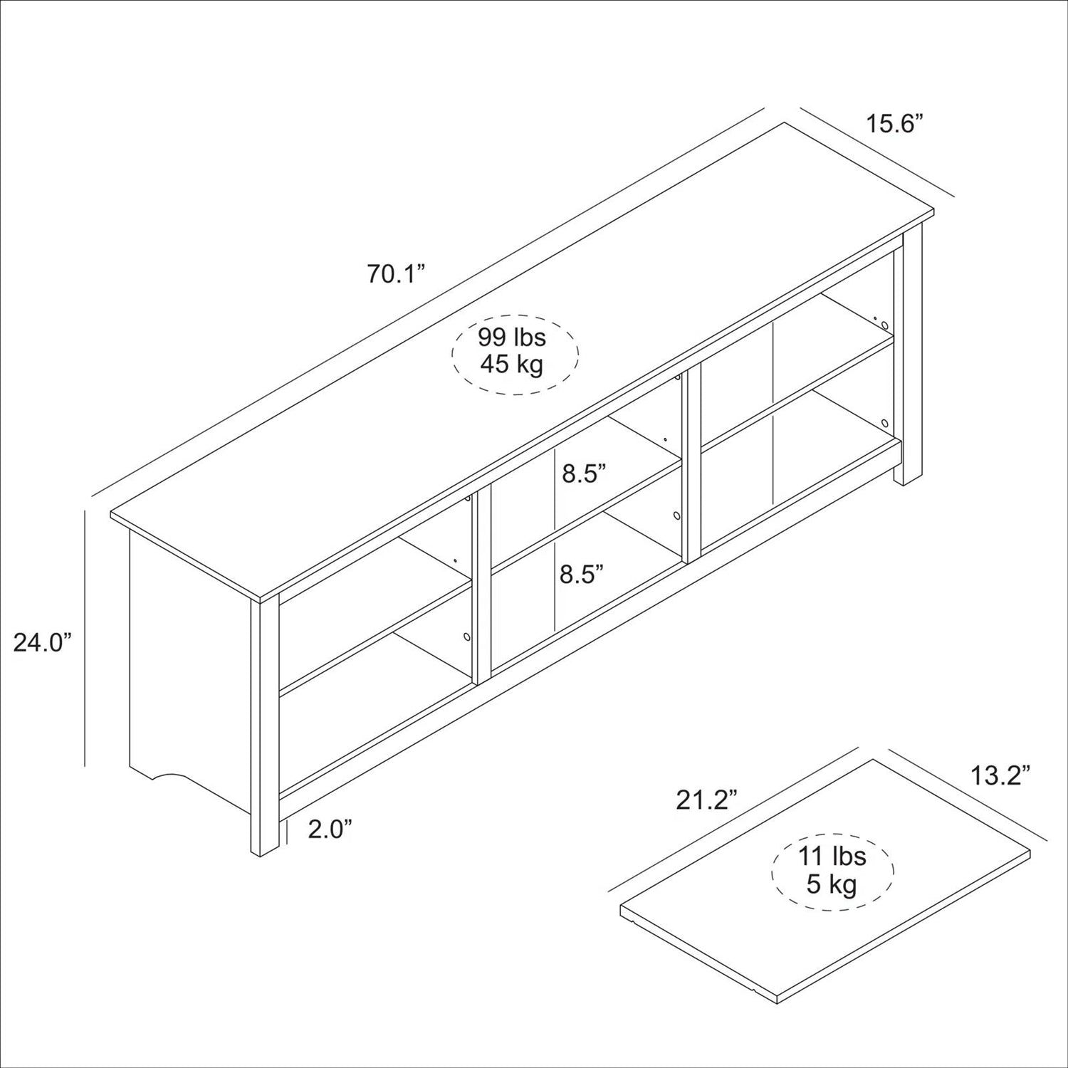 Farmhouse TV Stand in Black Wood Finish - for TVs up to 70-inch-4