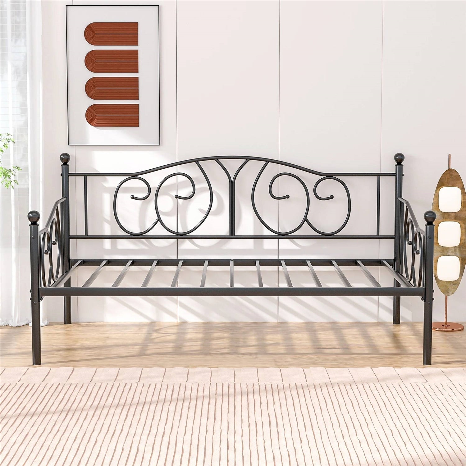 Twin size Victorian Black Metal Daybed Frame - 350 lbs. Weight Capacity-3