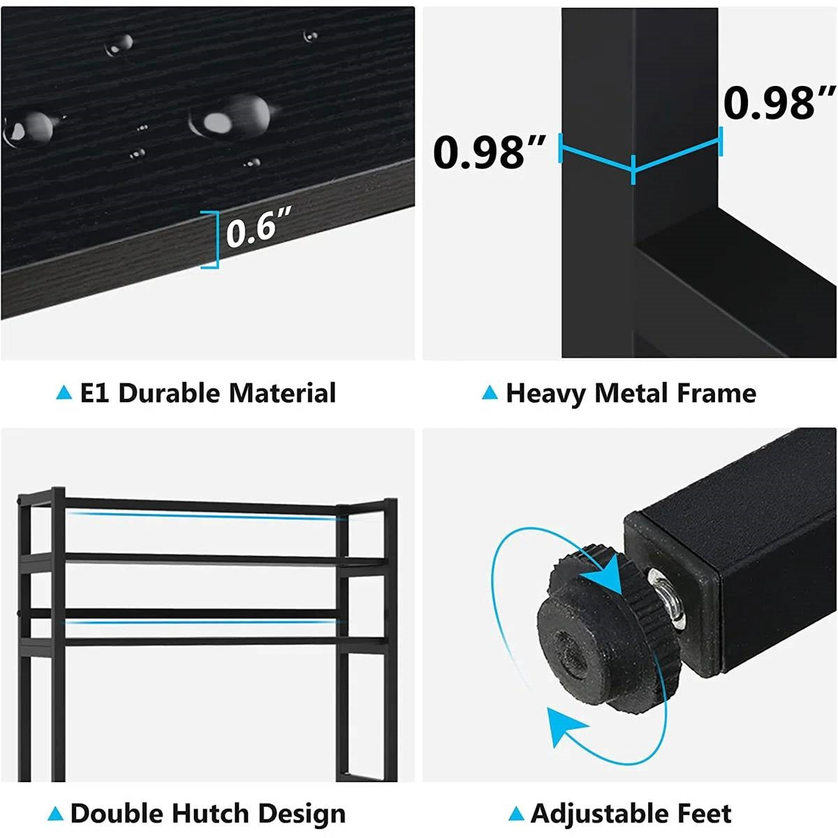 Heavy Duty Black Metal Kitchen Baker's Rack Microwave Stand Shelving Unit-2