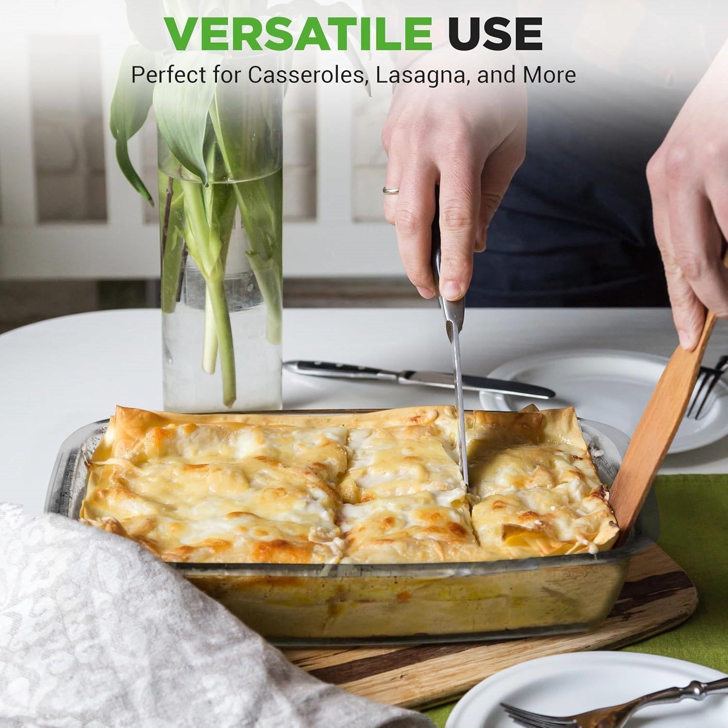 Set of 4 - Rectangular Oven Safe Glass Bakeware Set with Blue Plastic Lids-3