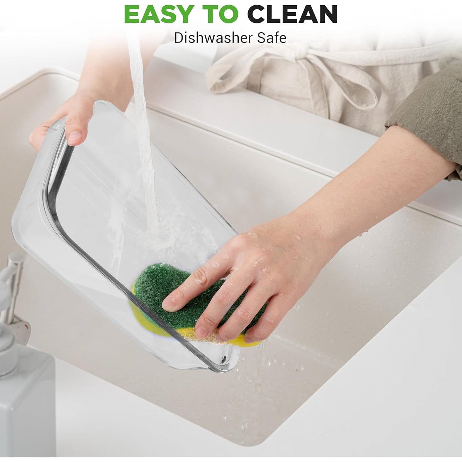 Set of 4 - Rectangular Oven Safe Glass Bakeware Set with Blue Plastic Lids-4