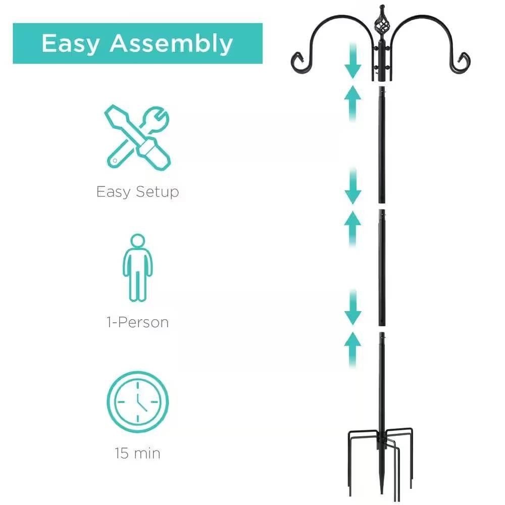 Complete Bird Feeder Set with Black Metal Stand and Bird Feeders - PRHOMZ