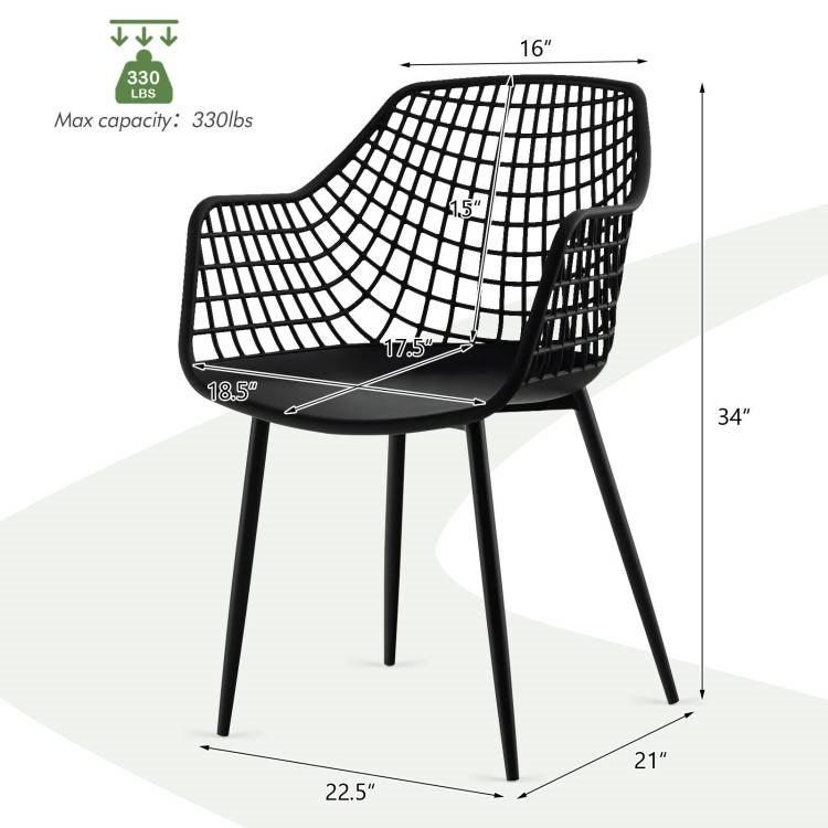 Set of 4 Mid-Century Modern Black Mesh Dining Chair with Ergonomic Backrest - PRHOMZ