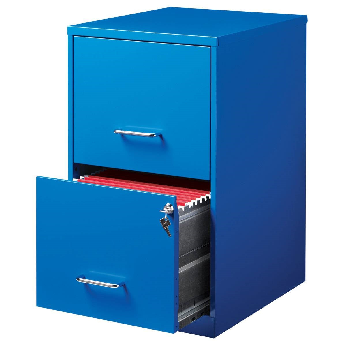 Blue Metal 2-Drawer Vertical Key Locking Heavy Duty Filing Cabinet-0