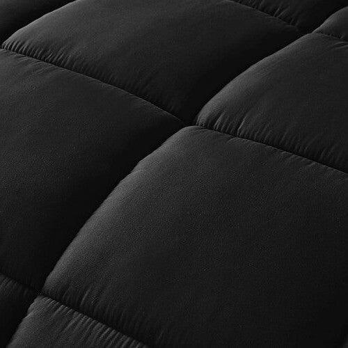 Twin Size Reversible Microfiber Down Alternative Comforter Set in Black - PRHOMZ