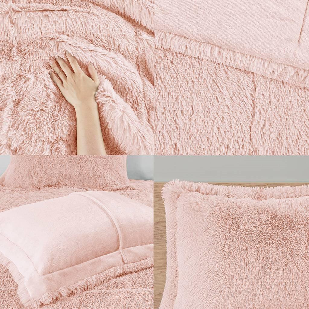 Twin/Twin XL Pink Blush Soft Sherpa Faux Fur 2-Piece Comforter Set - PRHOMZ