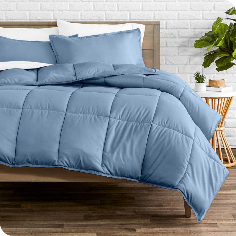 Full/Double Size All Season Super Soft Down Alternative Comforter Set Blue-0