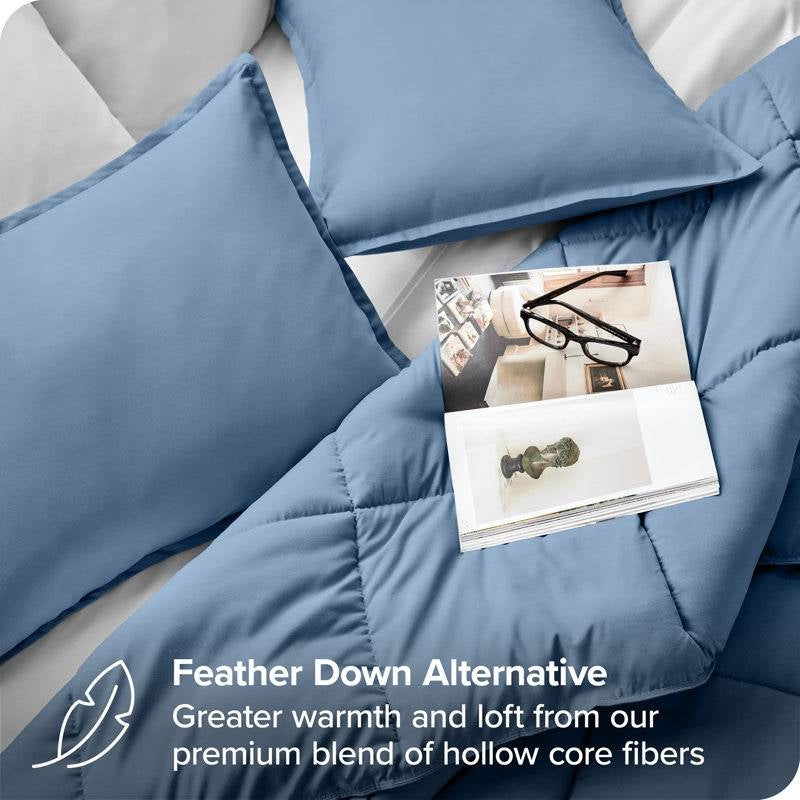 Queen Size All Season Super Soft Down Alternative Comforter Set Blue
