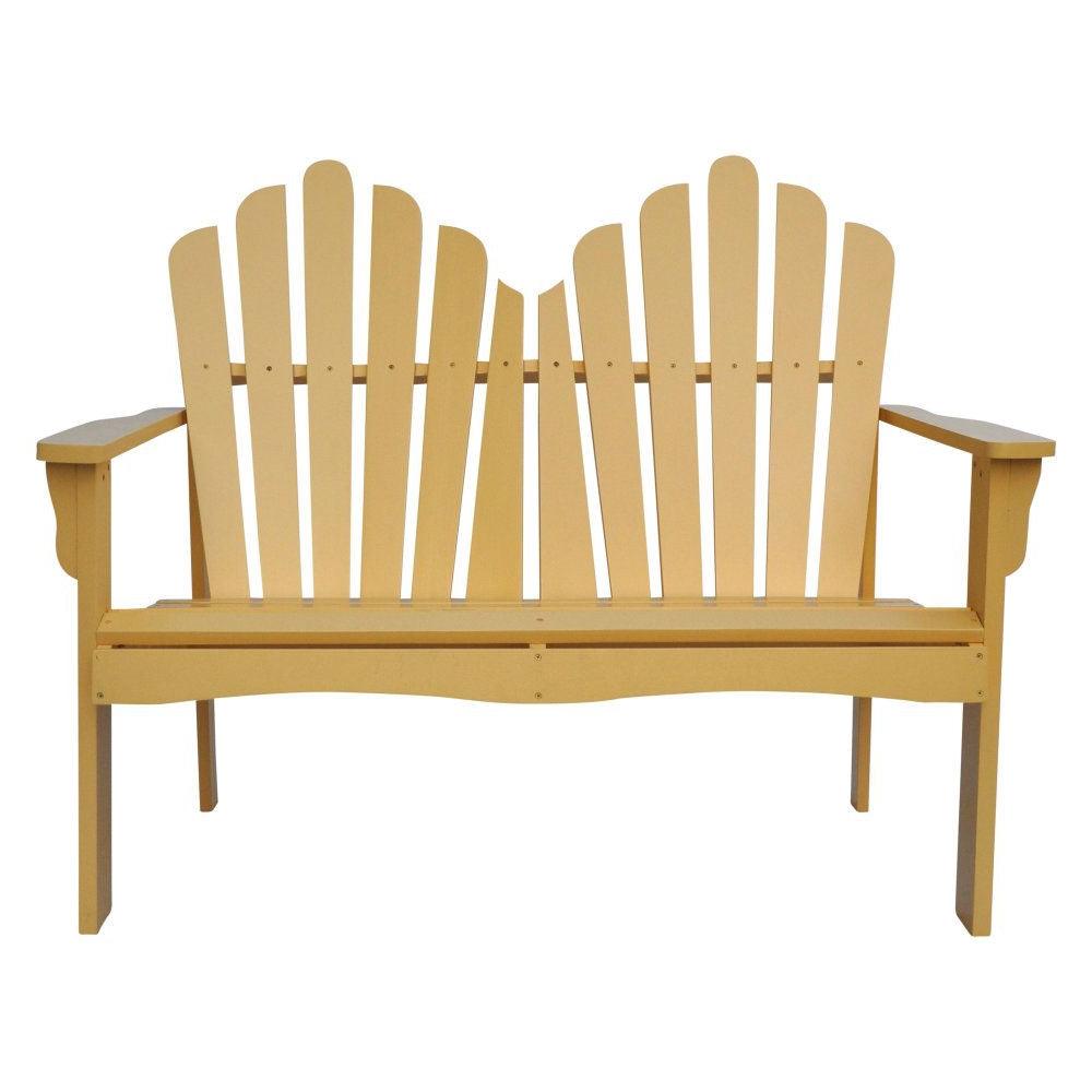 Outdoor Cedar Wood Garden Bench Loveseat in Beeswax Finish - PRHOMZ