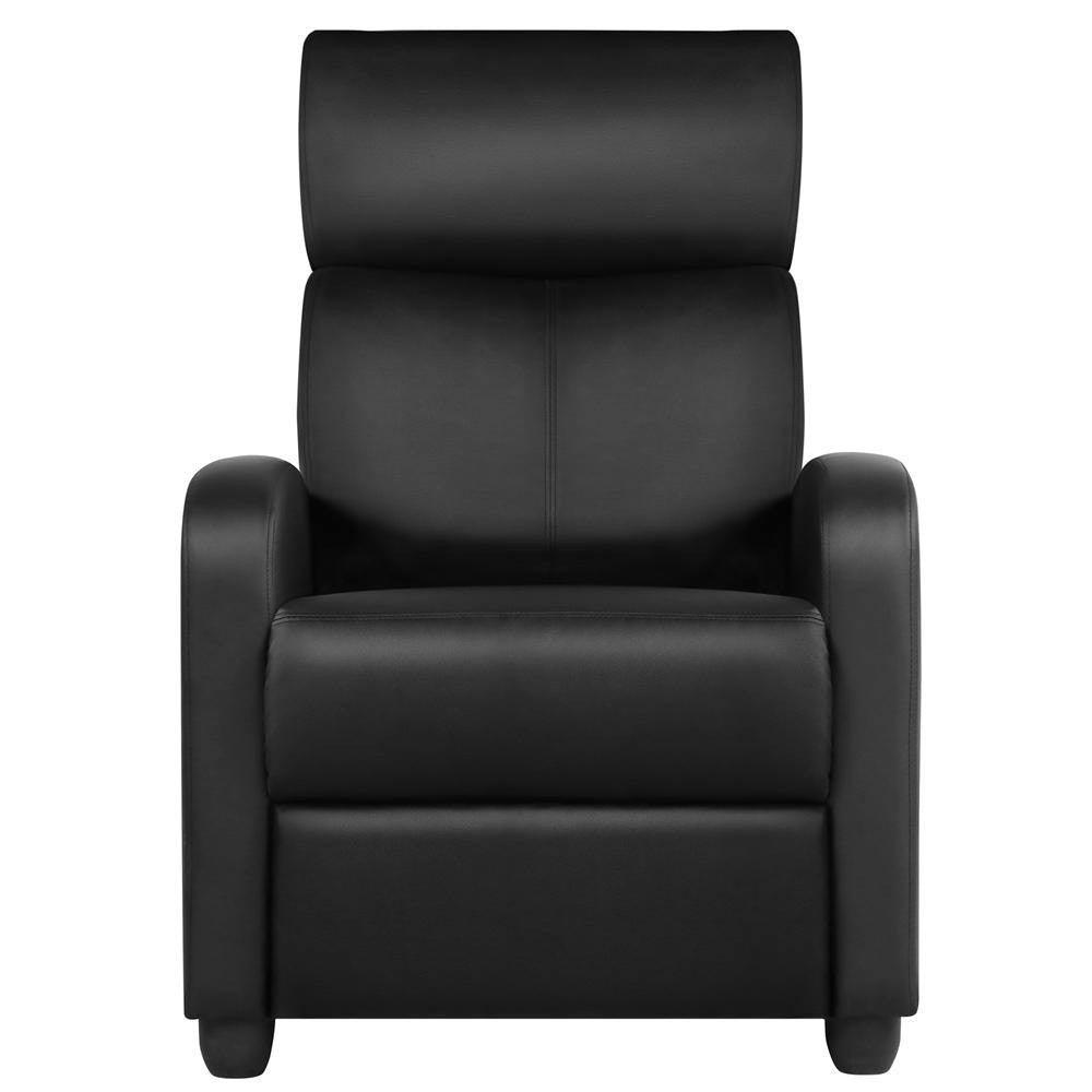 Black High-Density Faux Leather Push Back Recliner Chair - PRHOMZ