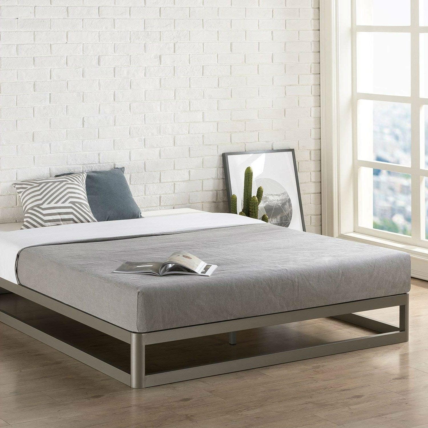 Full size Heavy Duty Modern Low Profile Metal Platform Bed Frame - PRHOMZ