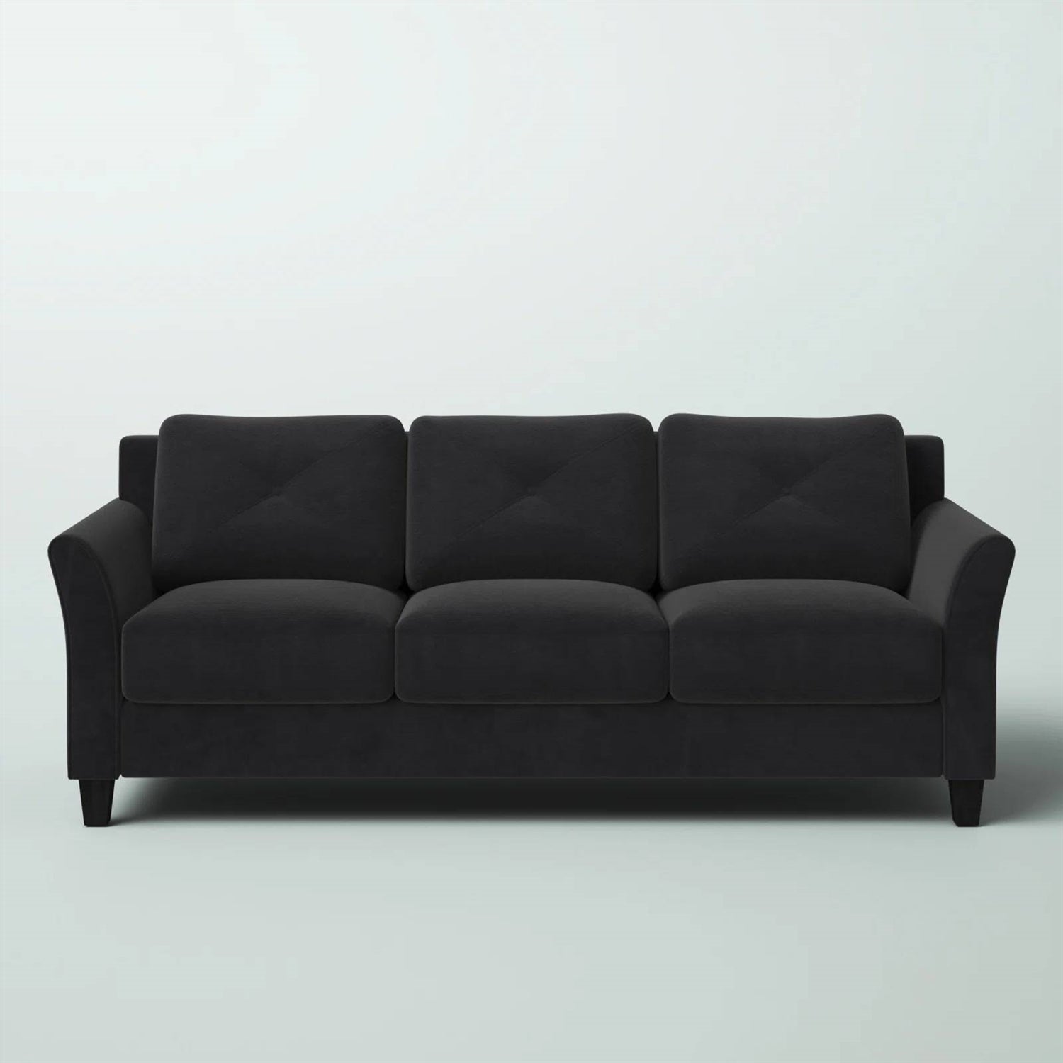 Modern 3-Seater Black Microfiber Upholstered Sofa-2