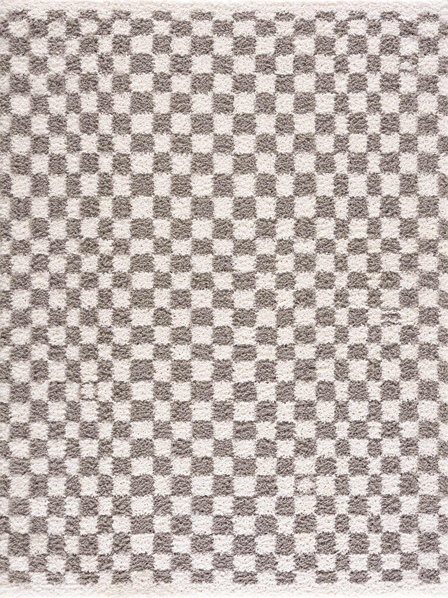 Kieu Taupe Checkered Area Rug - PRHOMZ