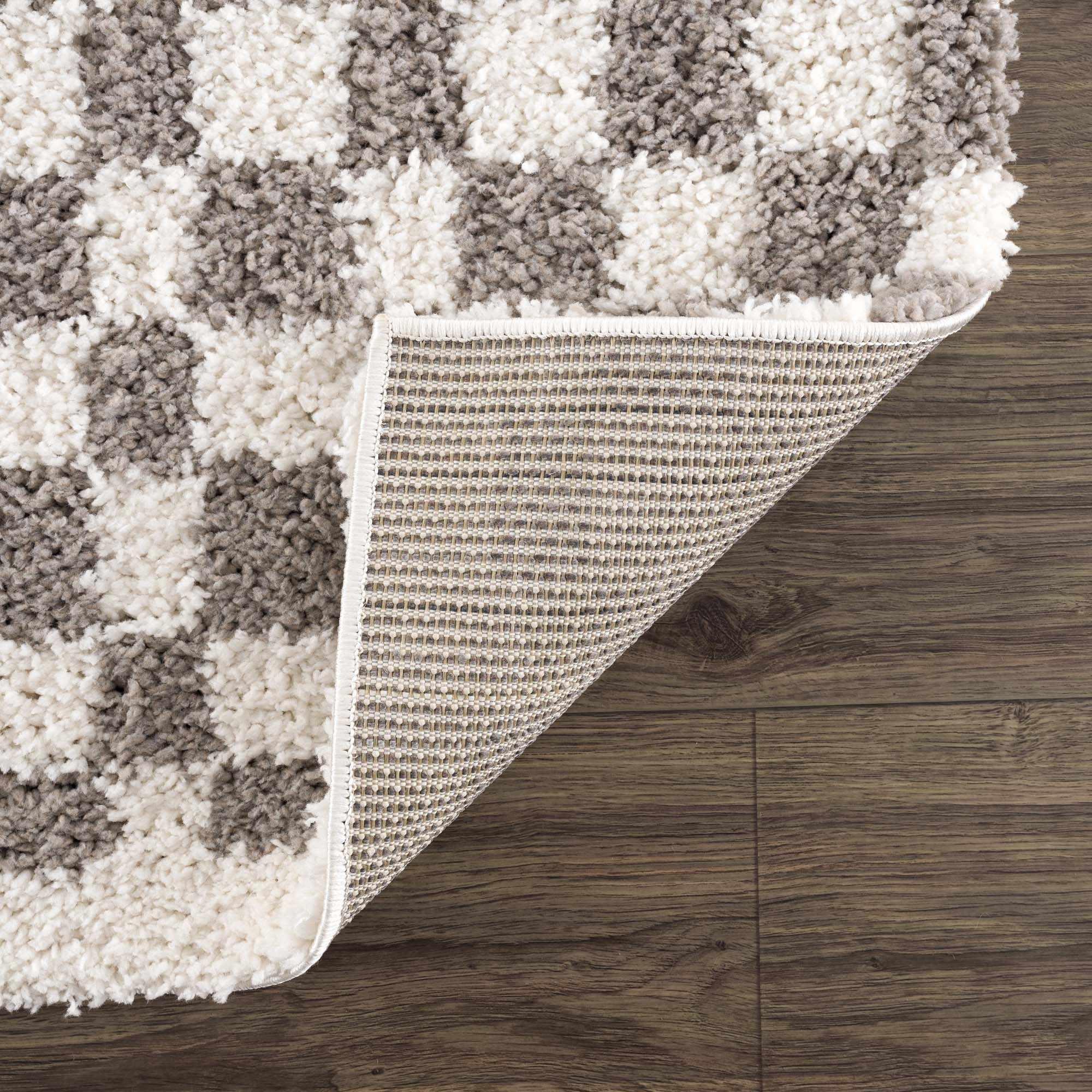 Kieu Taupe Checkered Area Rug - PRHOMZ