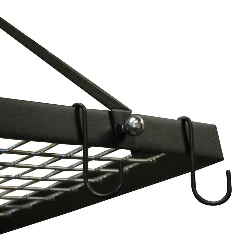 Black Metal Rectangular Pot Rack with 12 Hanging Hooks - Holds up to 40 lbs. - PRHOMZ