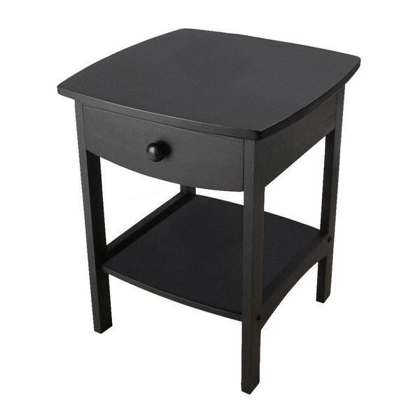 Black 1-Drawer Bedroom Nightstand Contemporary End Table - PRHOMZ