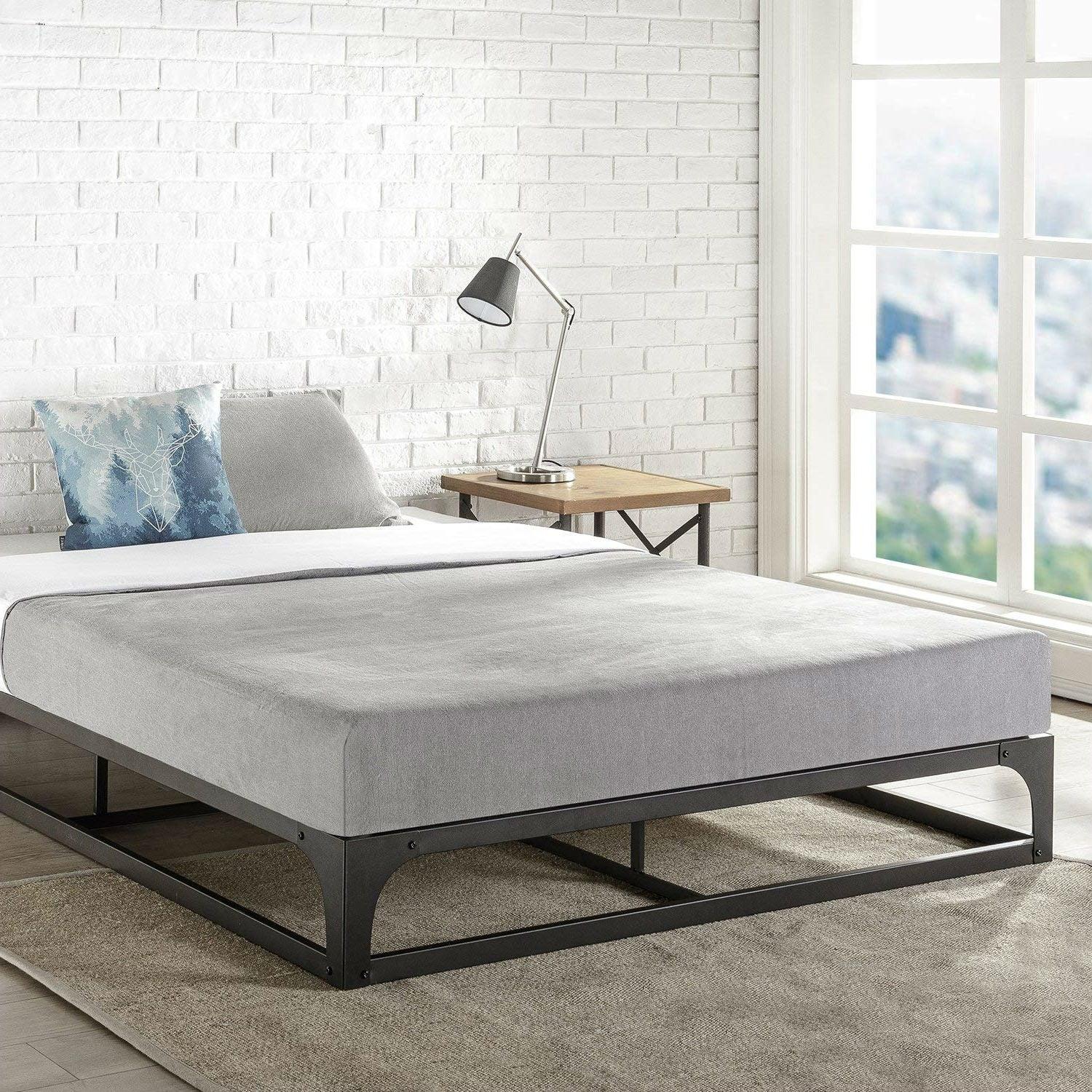 Full size Modern Low Profile Heavy Duty Metal Platform Bed Frame - PRHOMZ