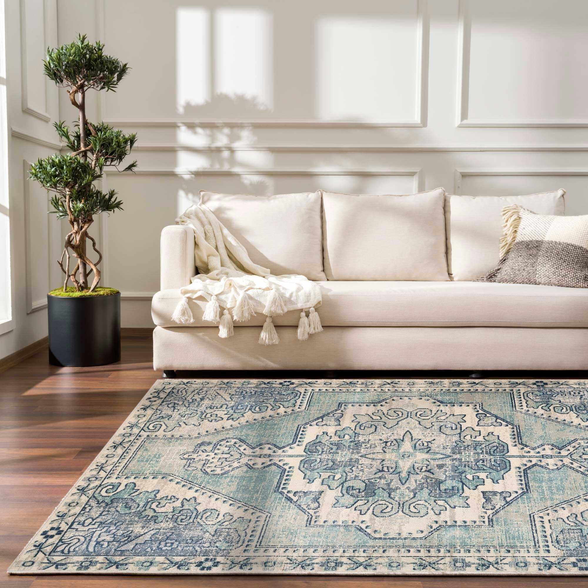 Kenmare Blue Medallion Rug - Clearance - PRHOMZ