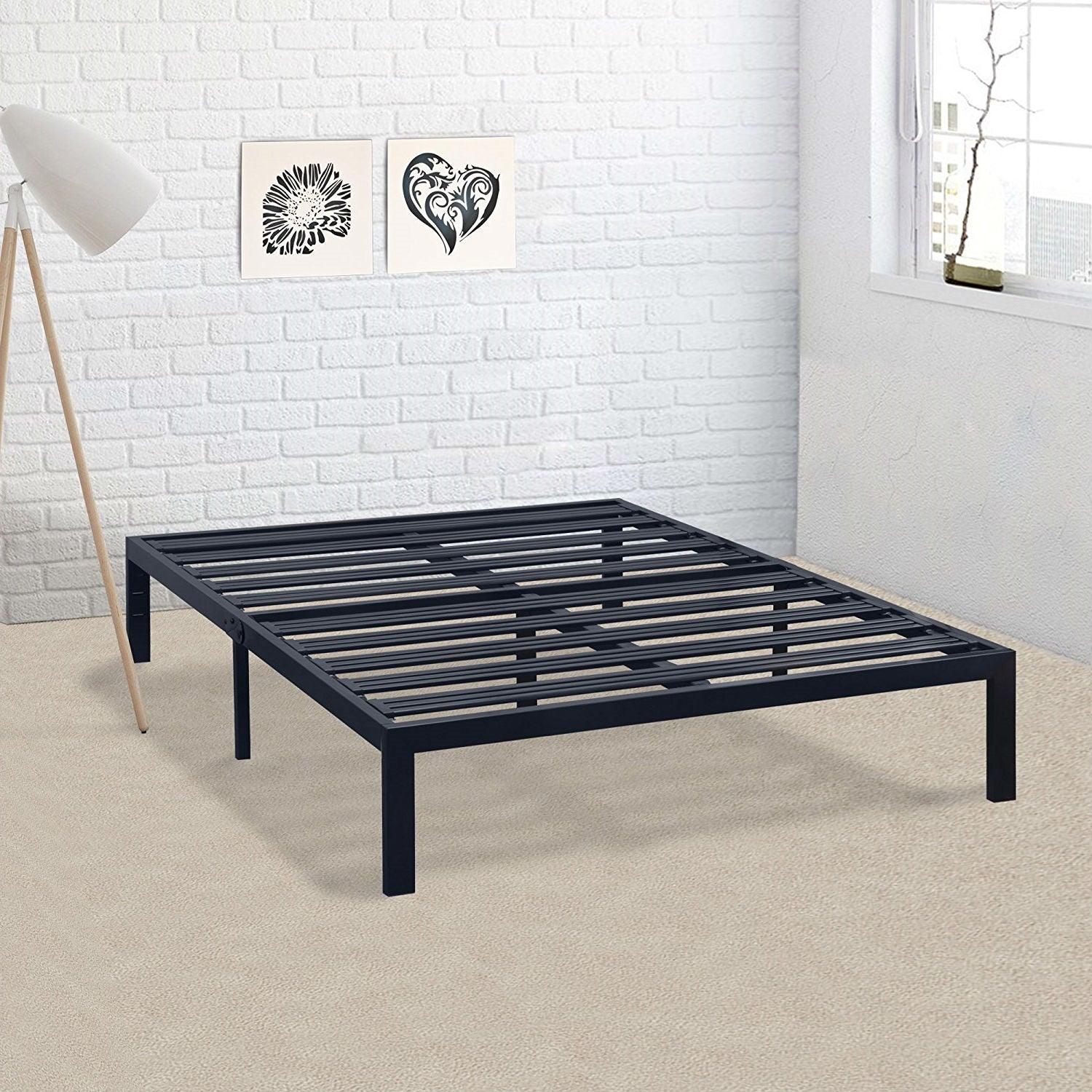 California King Metal Platform Bed Frame with Heavy Duty Slats - PRHOMZ