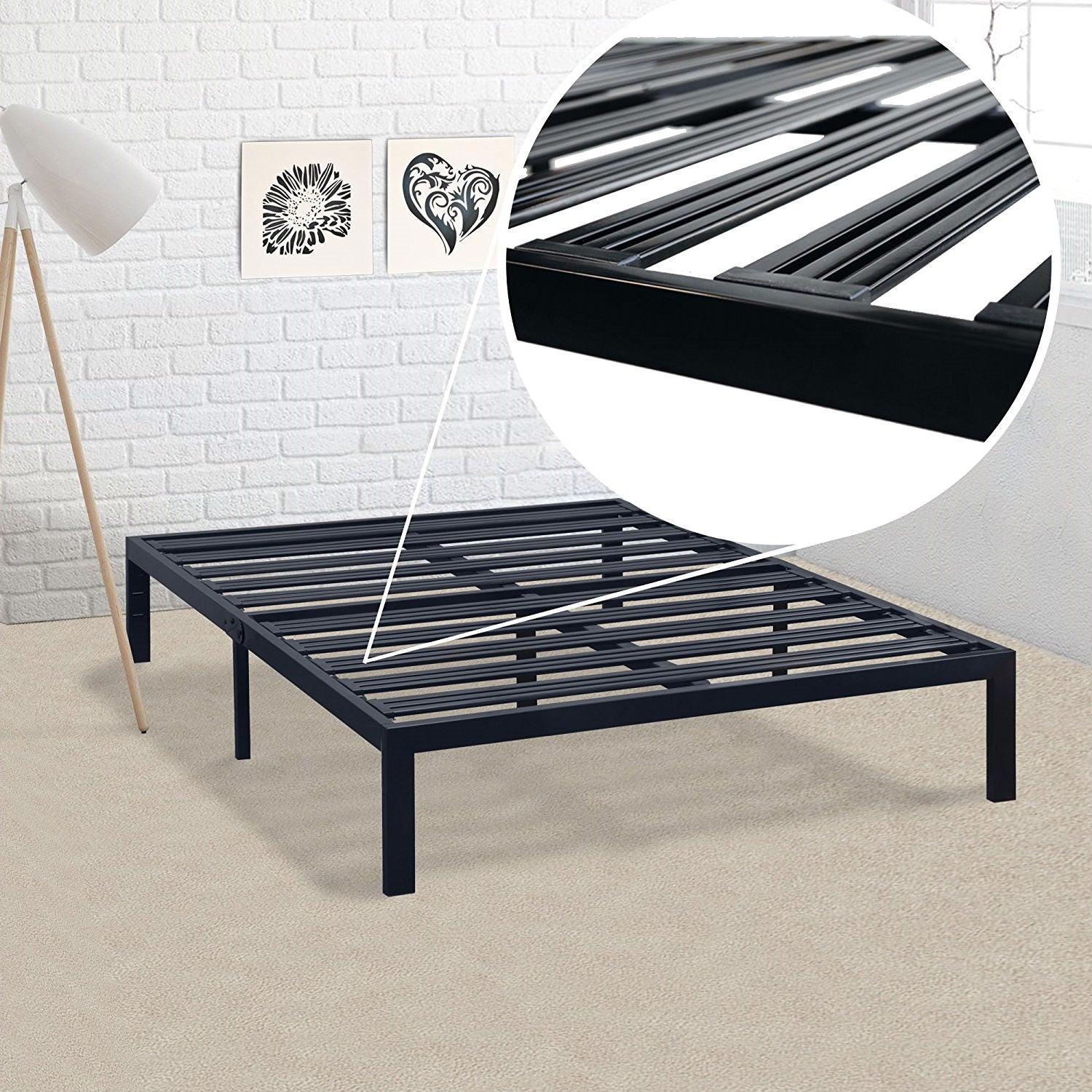 California King Metal Platform Bed Frame with Heavy Duty Slats - PRHOMZ