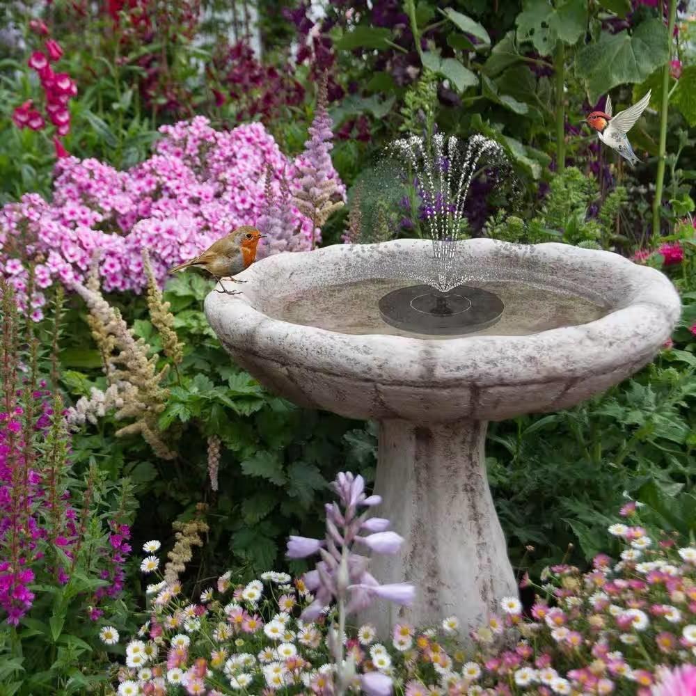 Solar Powered Birdbath to Water Fountain Kit with 4 Nozzle Heads - PRHOMZ