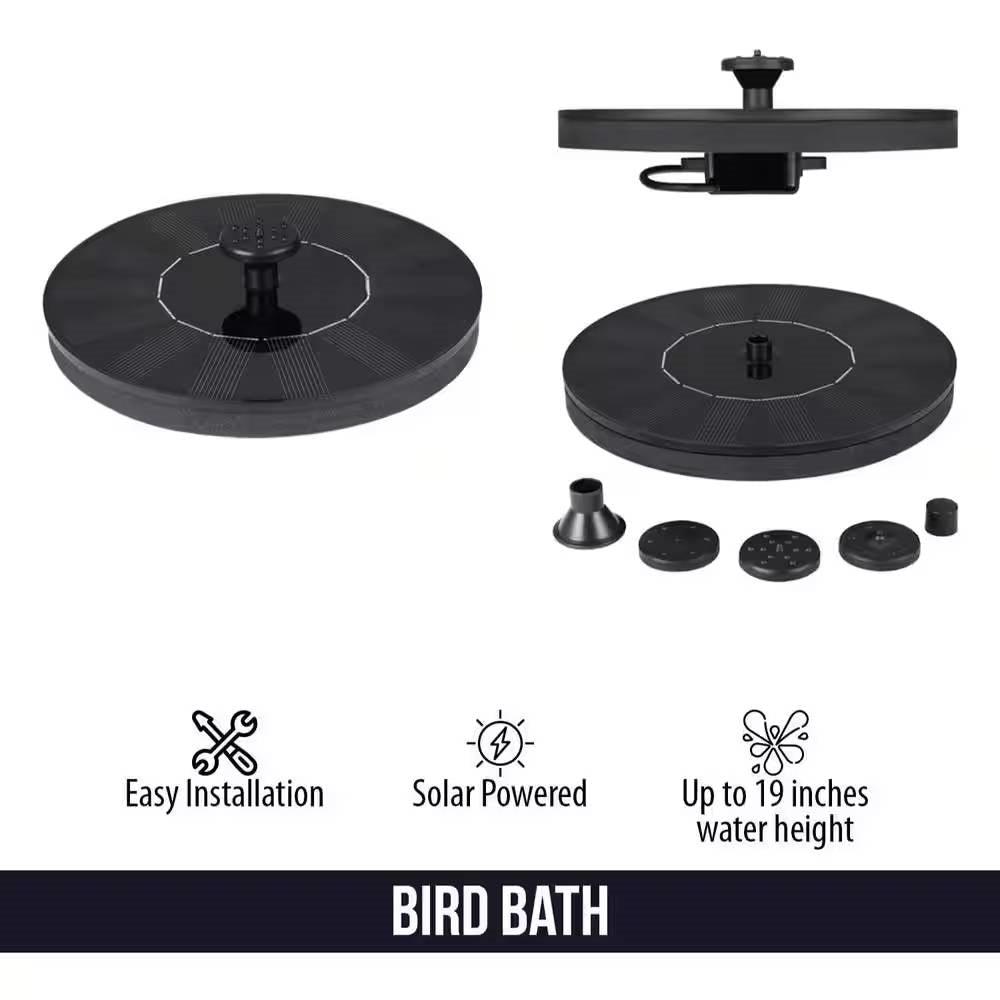 Solar Powered Birdbath to Water Fountain Kit with 4 Nozzle Heads - PRHOMZ