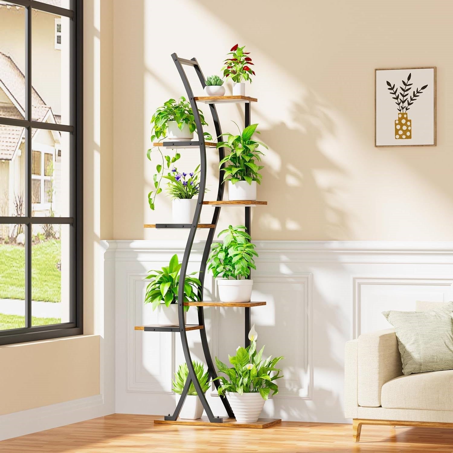 63-inch Tall Modern 6-Shelf Indoor Plant Stand Shelving Unit-0