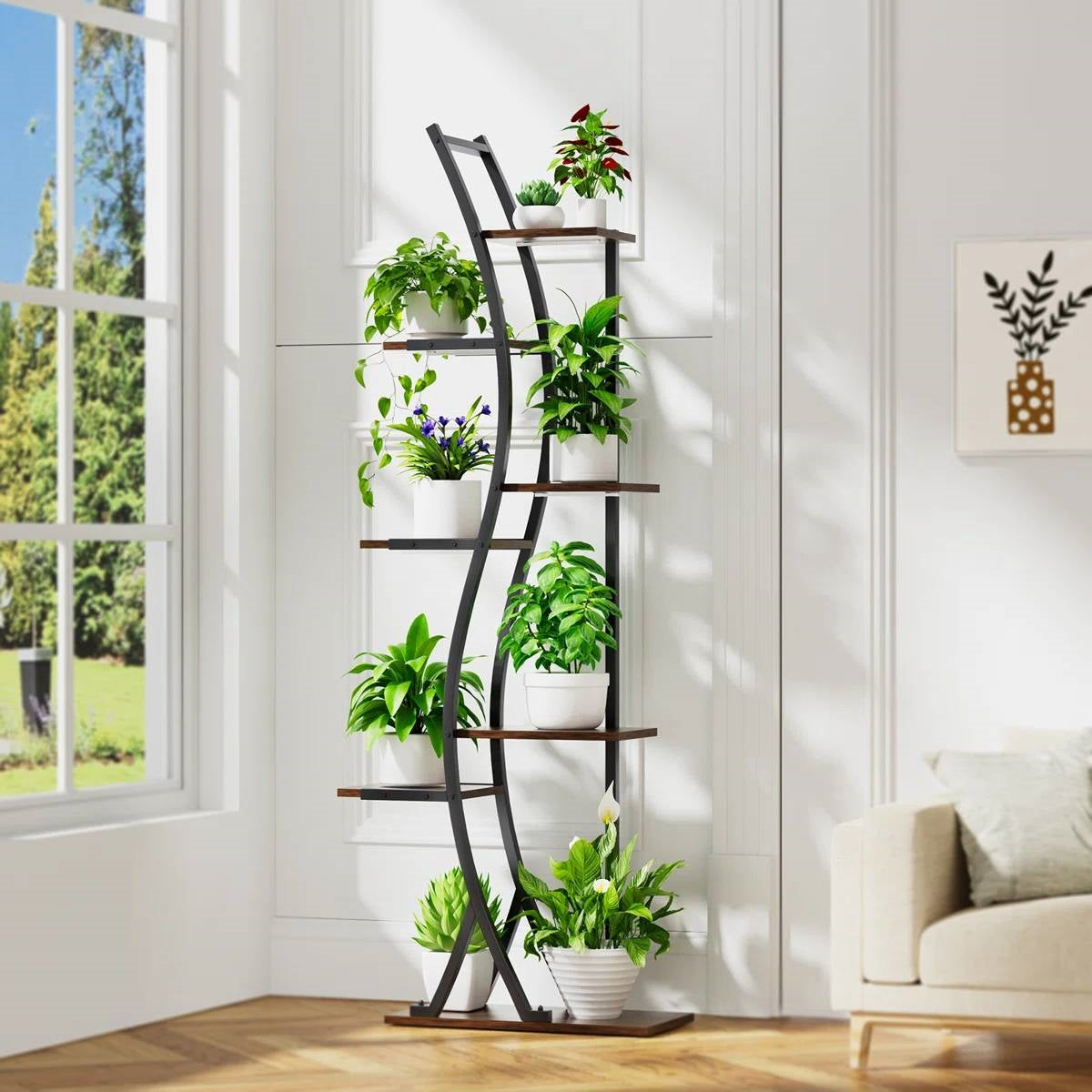 63-inch Tall Modern 6-Shelf Indoor Plant Stand Shelving Unit-2
