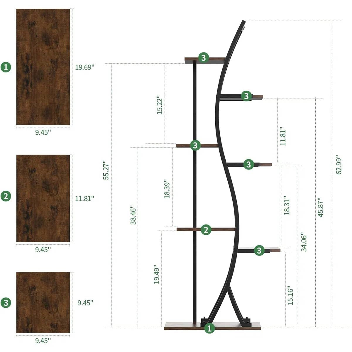63-inch Tall Modern 6-Shelf Indoor Plant Stand Shelving Unit-4
