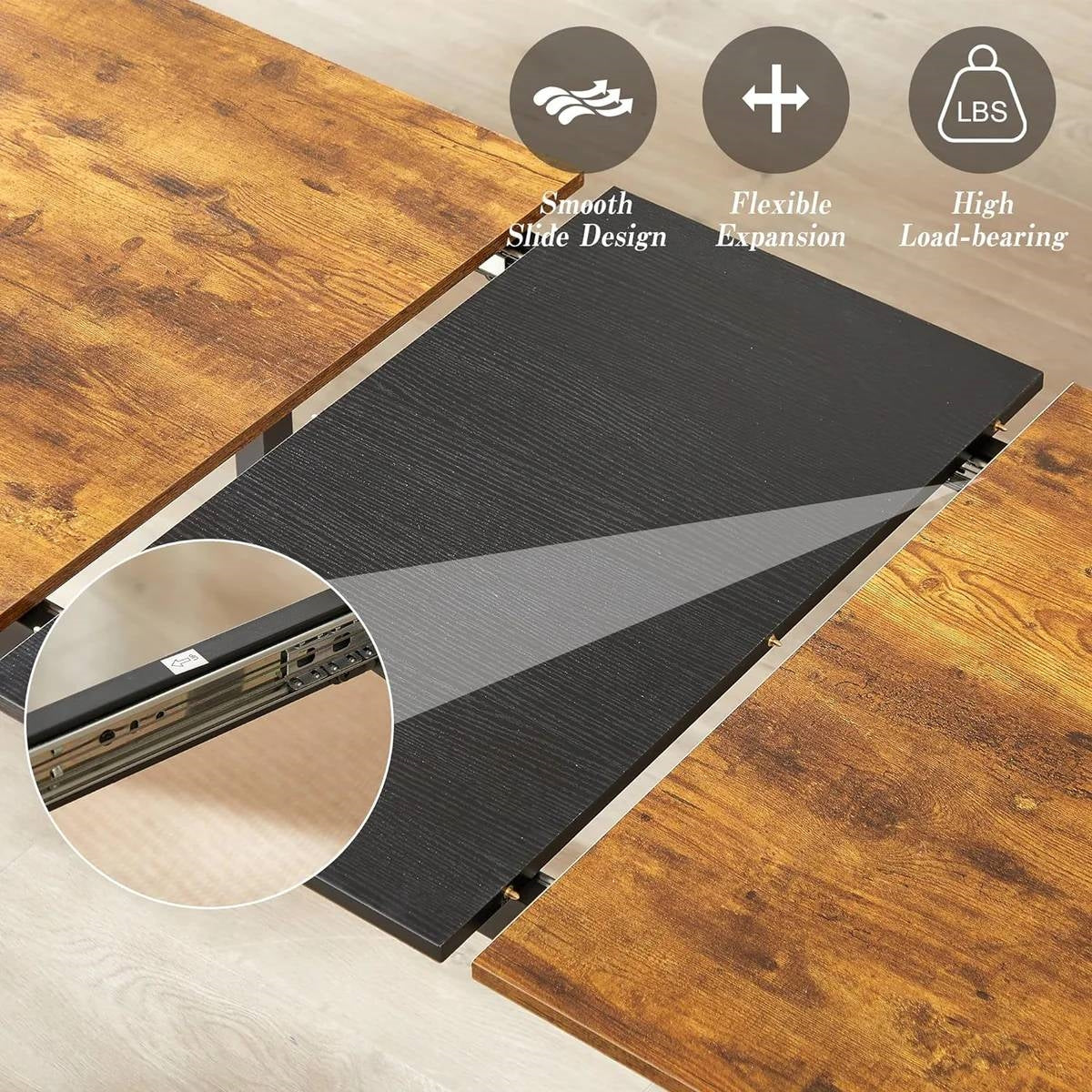 Modern 3-Piece Dining Set with Expandable Kitchen Table and 2 Backless Benches-3