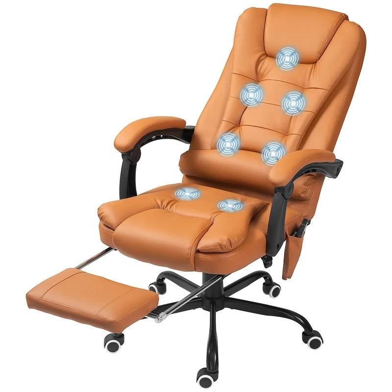 Brown 7 Mode Vibrating High Back Executive Massage Adjustable Office Chair-1