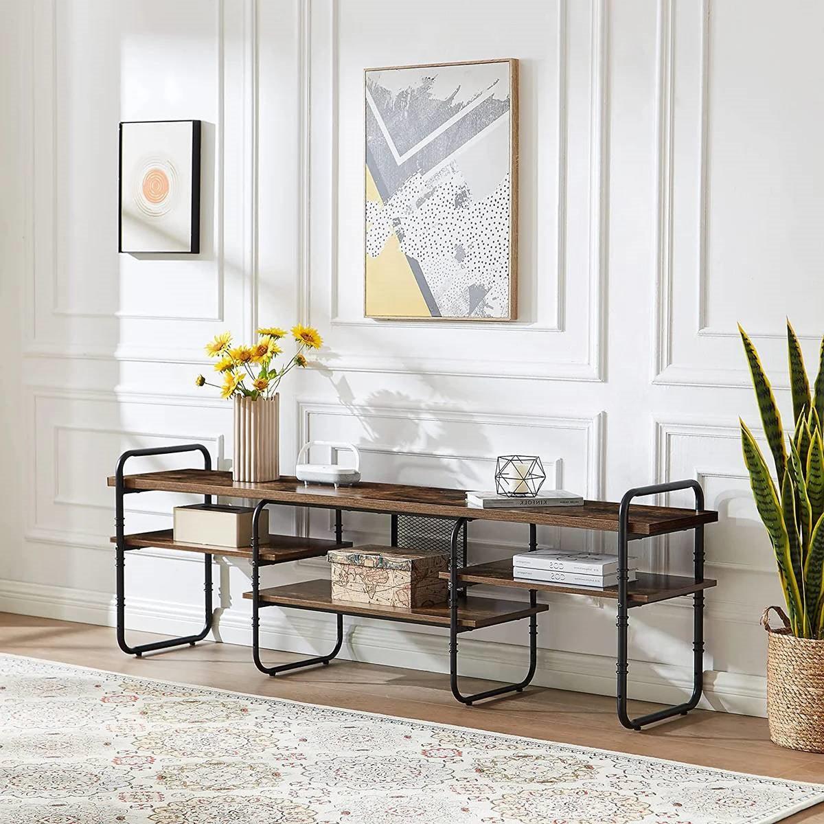 Modern Metal Wood Industrial Entertainment Center TV Stand for TV up to 65-inch-2