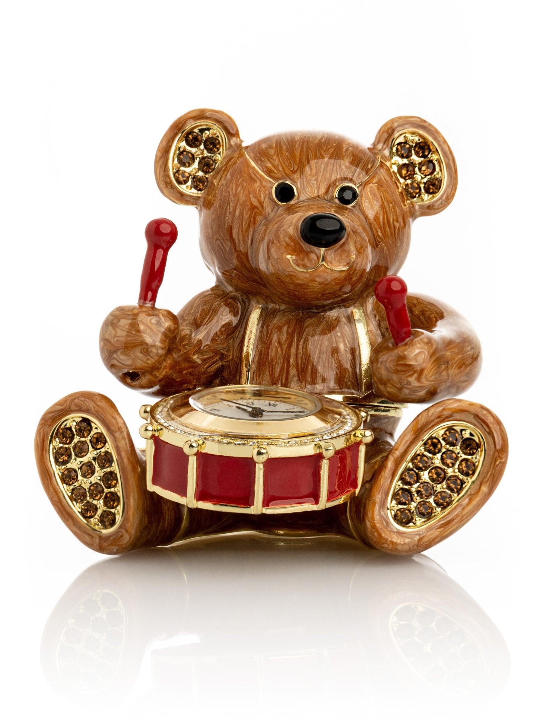 Brown Bear with Clock in a Drum - PRHOMZ