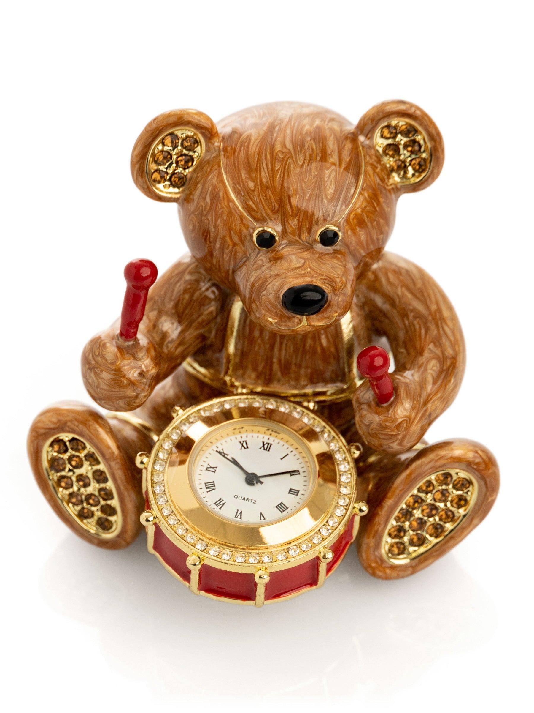 Brown Bear with Clock in a Drum - PRHOMZ