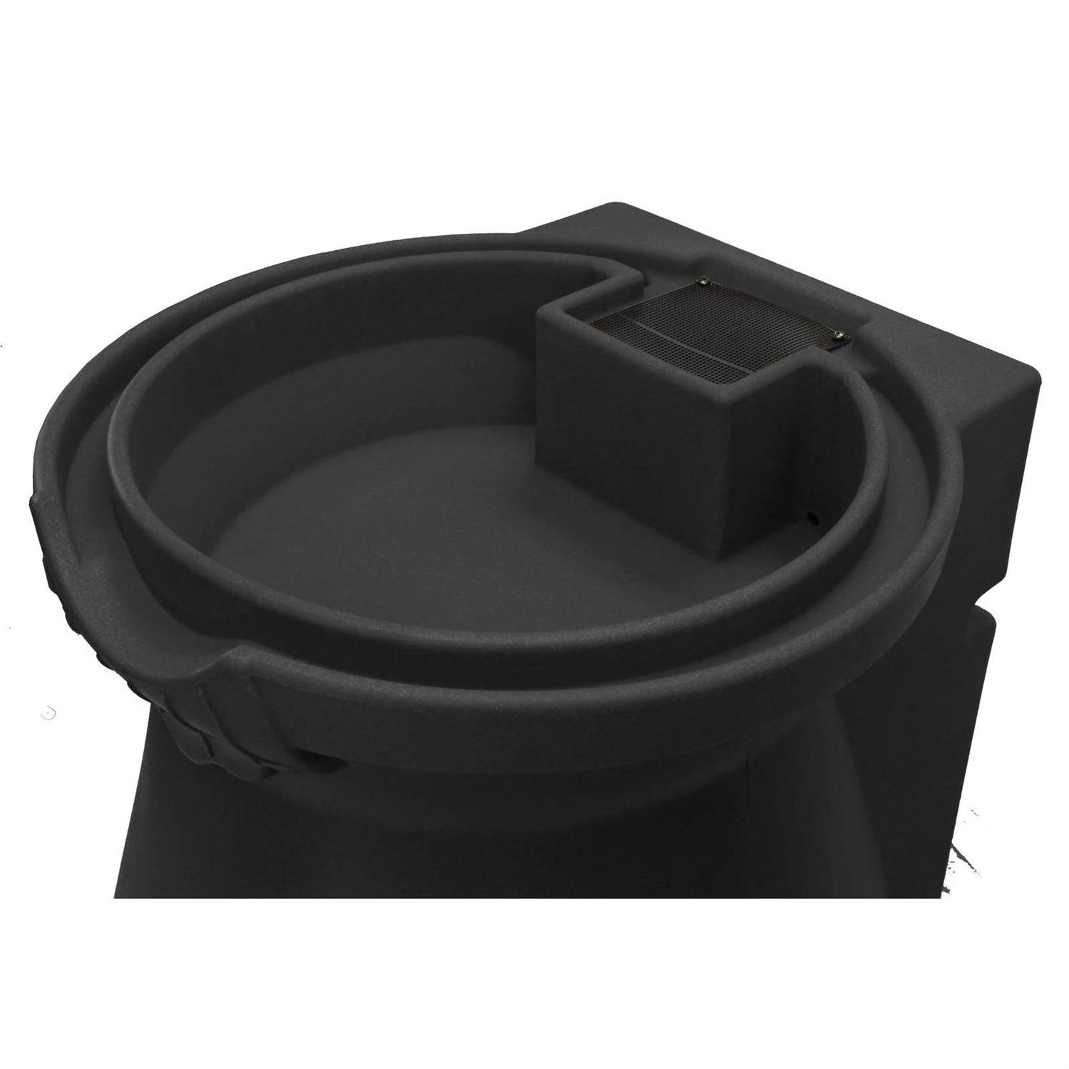 Black 65-Gallon Plastic Urn Rain Barrel with Planter Top - PRHOMZ