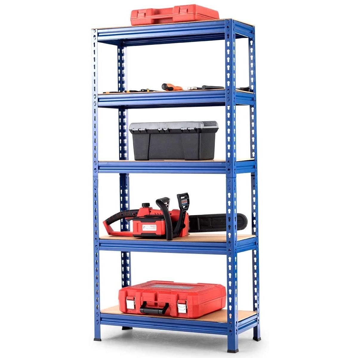 Heavy Duty 60 inch Adjustable 5-Shelf Metal Storage Rack in Navy Blue - PRHOMZ