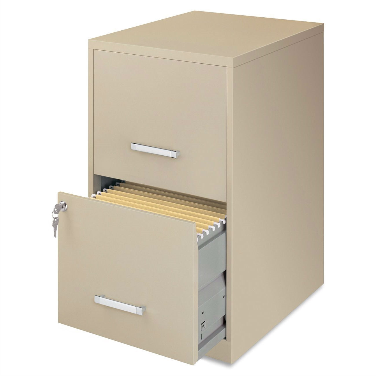 Metal Two Drawer Locking Vertical File Cabinet in Putty Color-0