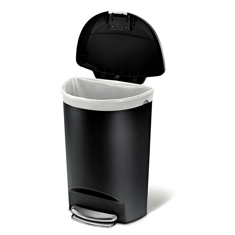 Black 13-Gallon Kitchen Trash Can with Foot Pedal Step Lid - PRHOMZ