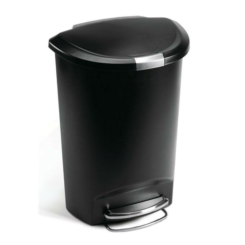 Black 13-Gallon Kitchen Trash Can with Foot Pedal Step Lid - PRHOMZ