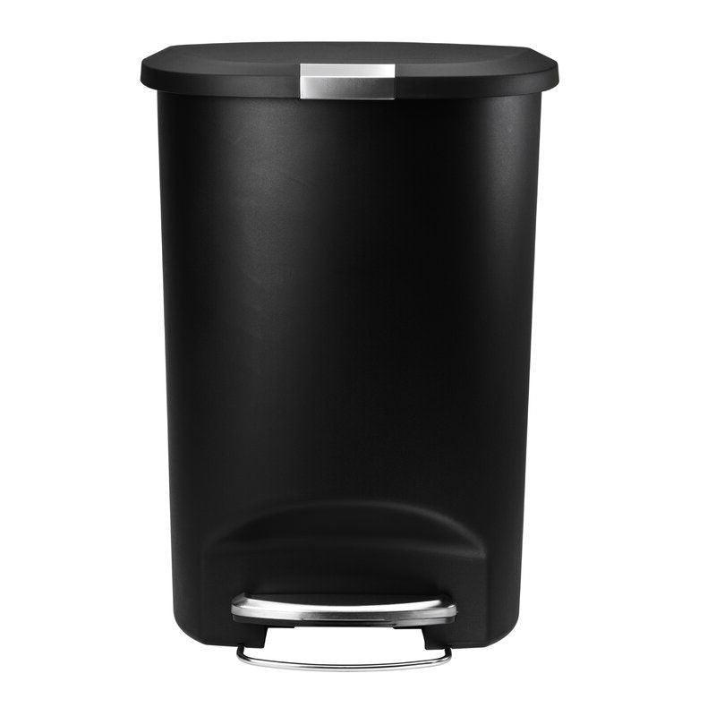 Black 13-Gallon Kitchen Trash Can with Foot Pedal Step Lid - PRHOMZ