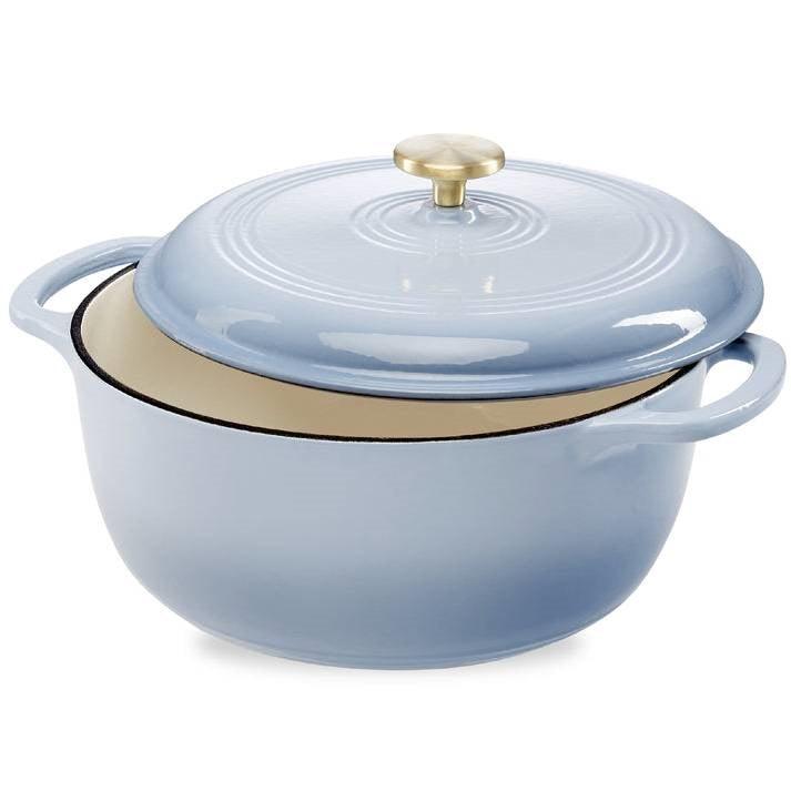 6 Quart Large Baby Blue Enamel Cast-Iron Dutch Oven Kitchen Cookware - PRHOMZ