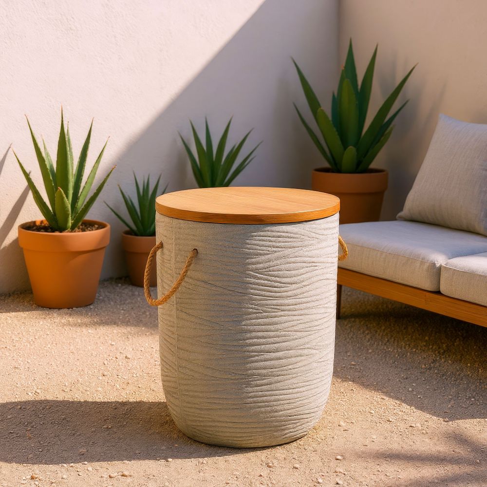 Biban Natural Wood Top Side Table